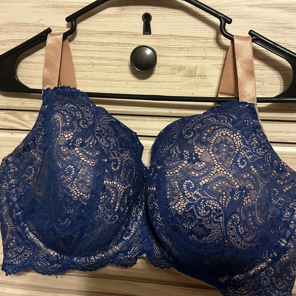 Elegant Blue Lace Bra